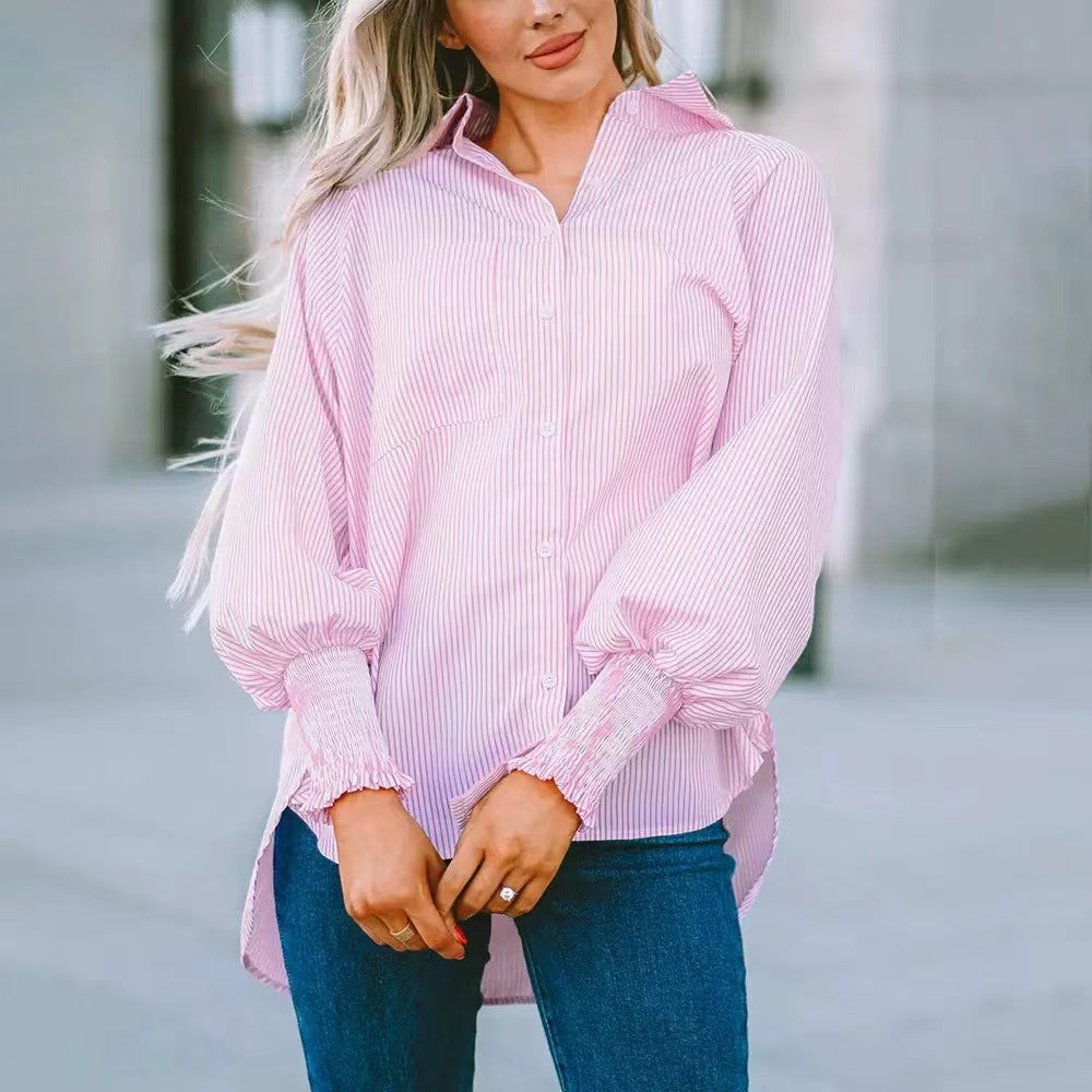 Striped Long Sleeved Loose Casual Top