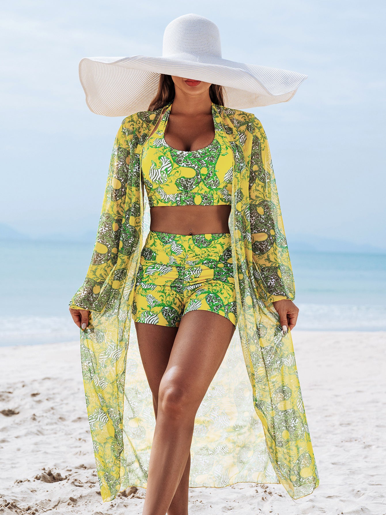 Multi Color Three Pieces Swimsuit