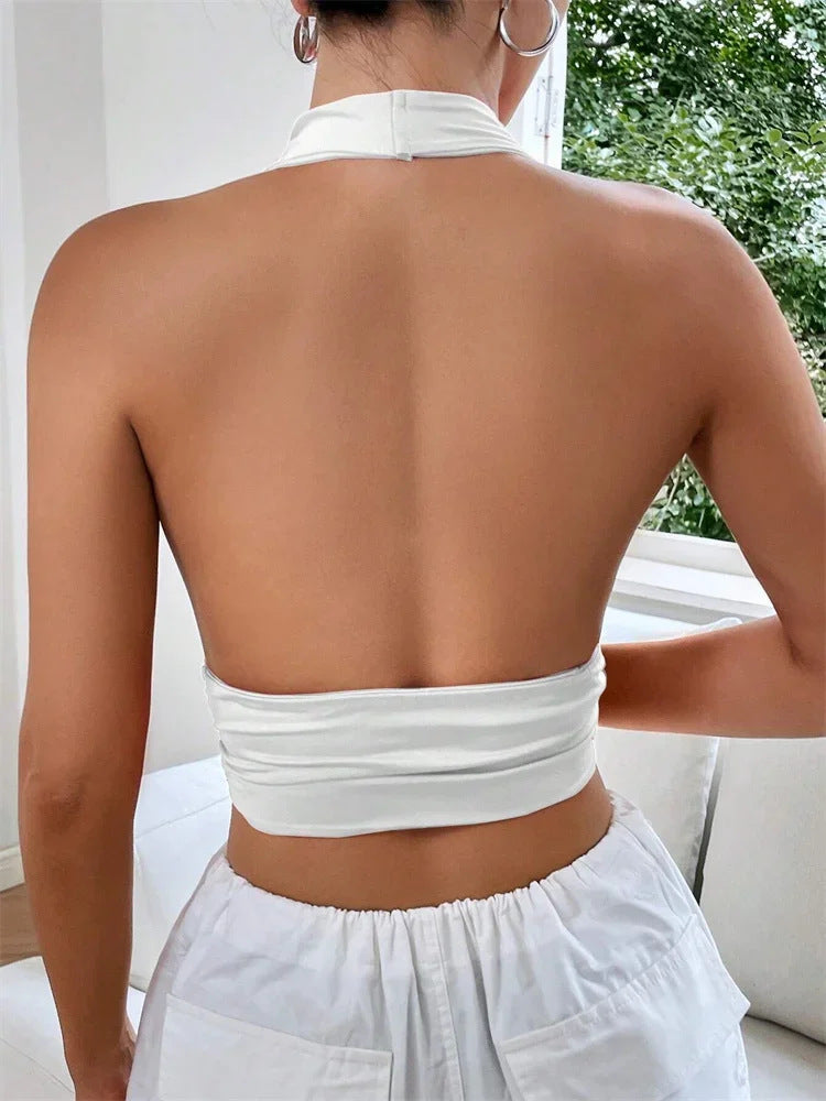 Deep V-neck Strapless Top