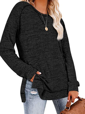 Round Neck Slit Top