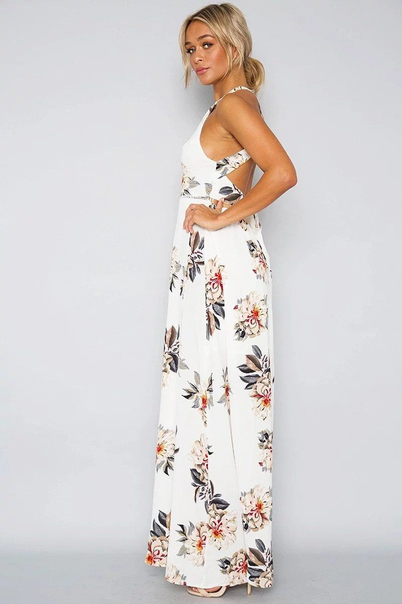 Floral Open Back Maxi Dress, dress, VIVIMARKS