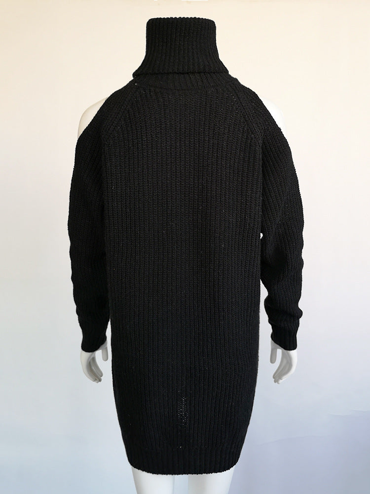 High neck strapless sweater dress