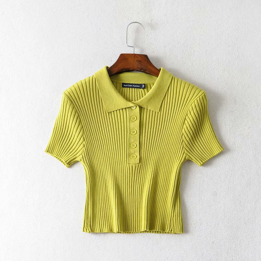 Front Buttons Knit Tops