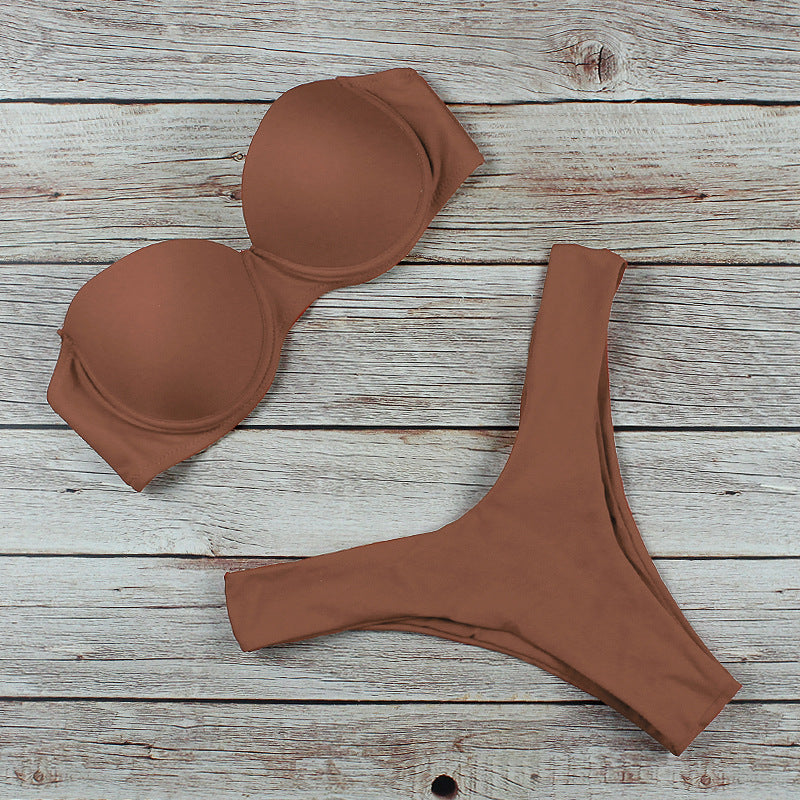 Solid Color Bikini Set
