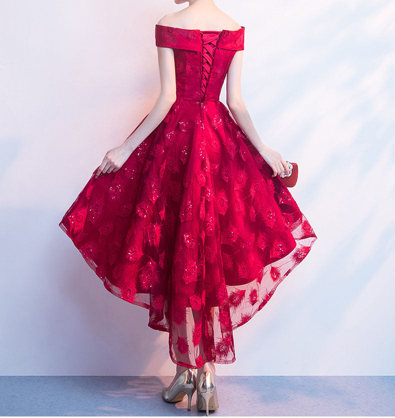 Off The Shoulder High Low Cocktail Dress