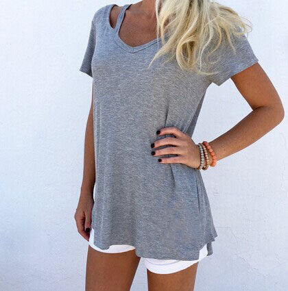 Solid Color Cotton v Neck Top, top, VIVIMARKS