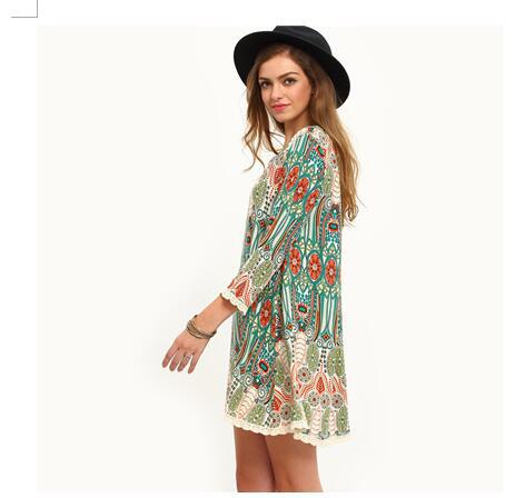 Bohemian Print Chiffon Dress