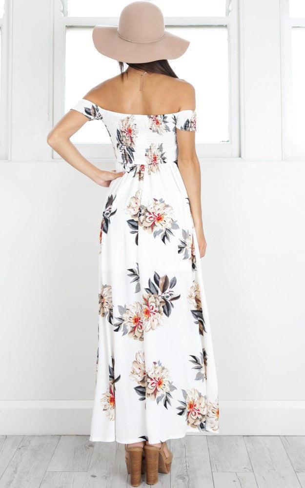 Floral Off The Shoulder Slit Maxi Dress, dress, VIVIMARKS