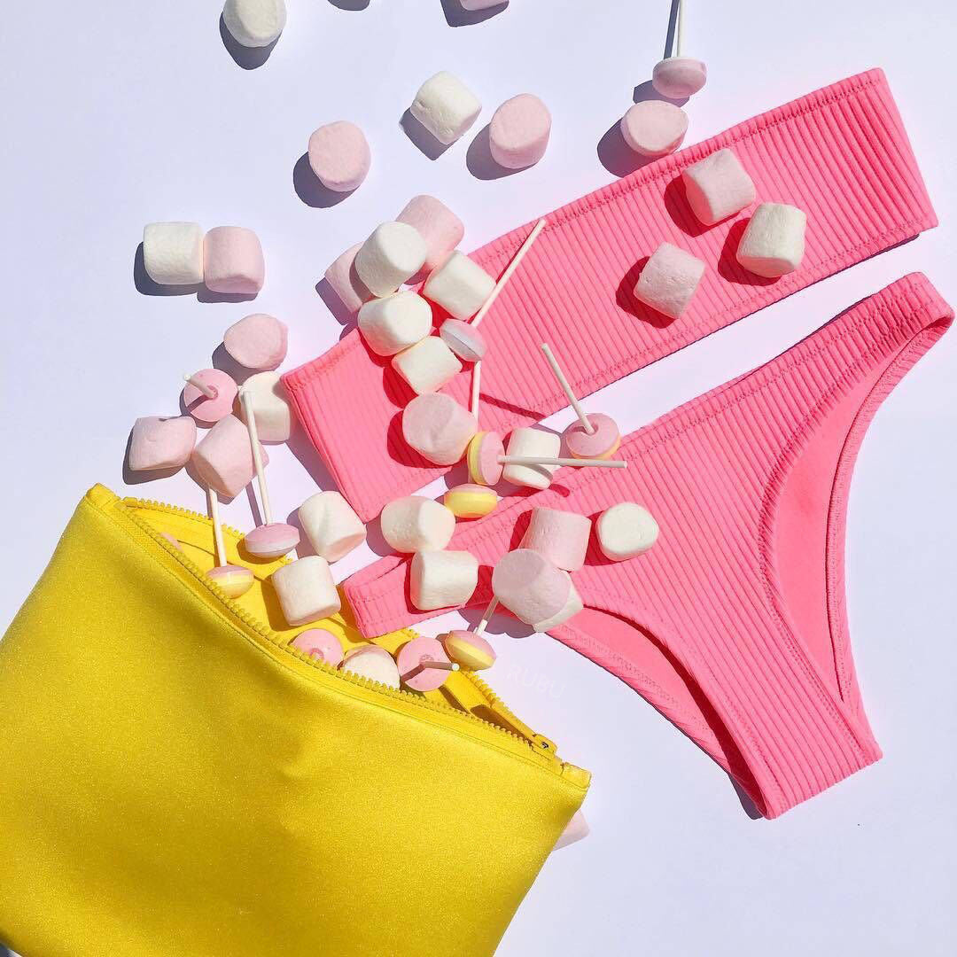 Solid Color Bikini Set