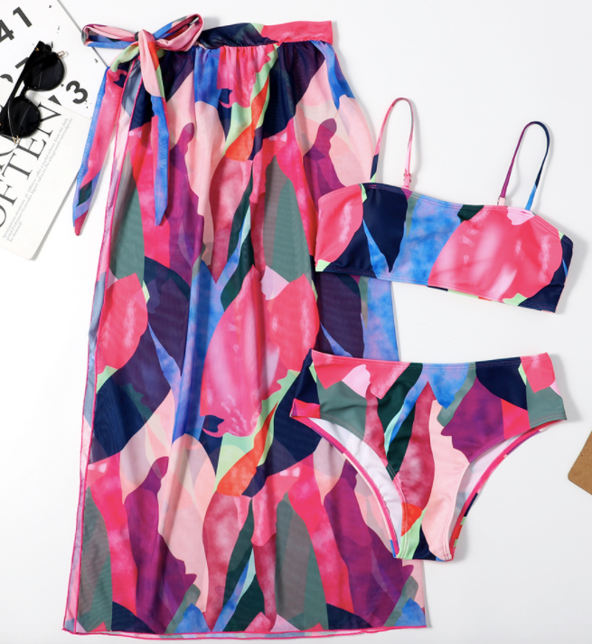 Multicolour Three Pieces Bikini Set