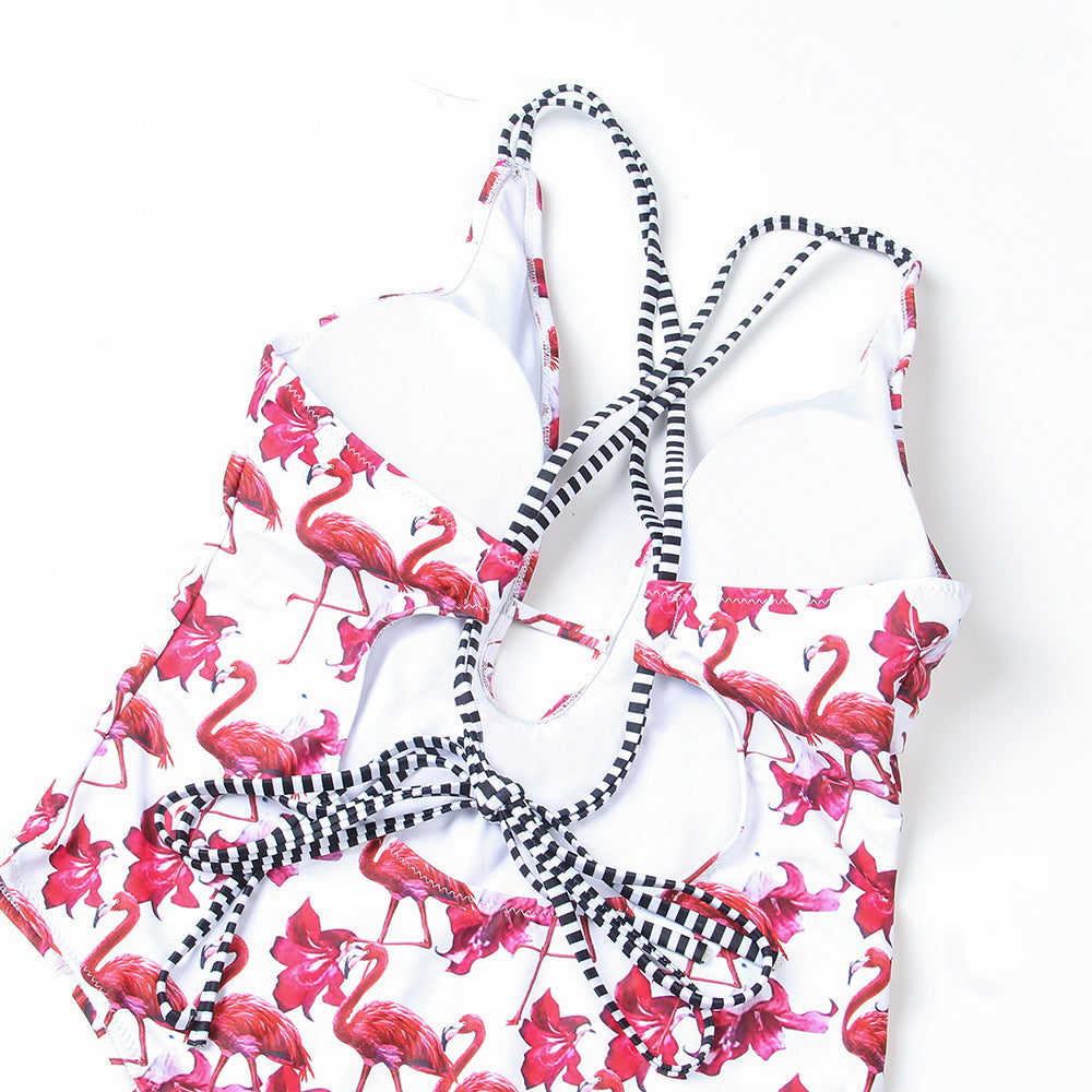 Flamingo Print One Piece Swimwear, bikini, VIVIMARKS