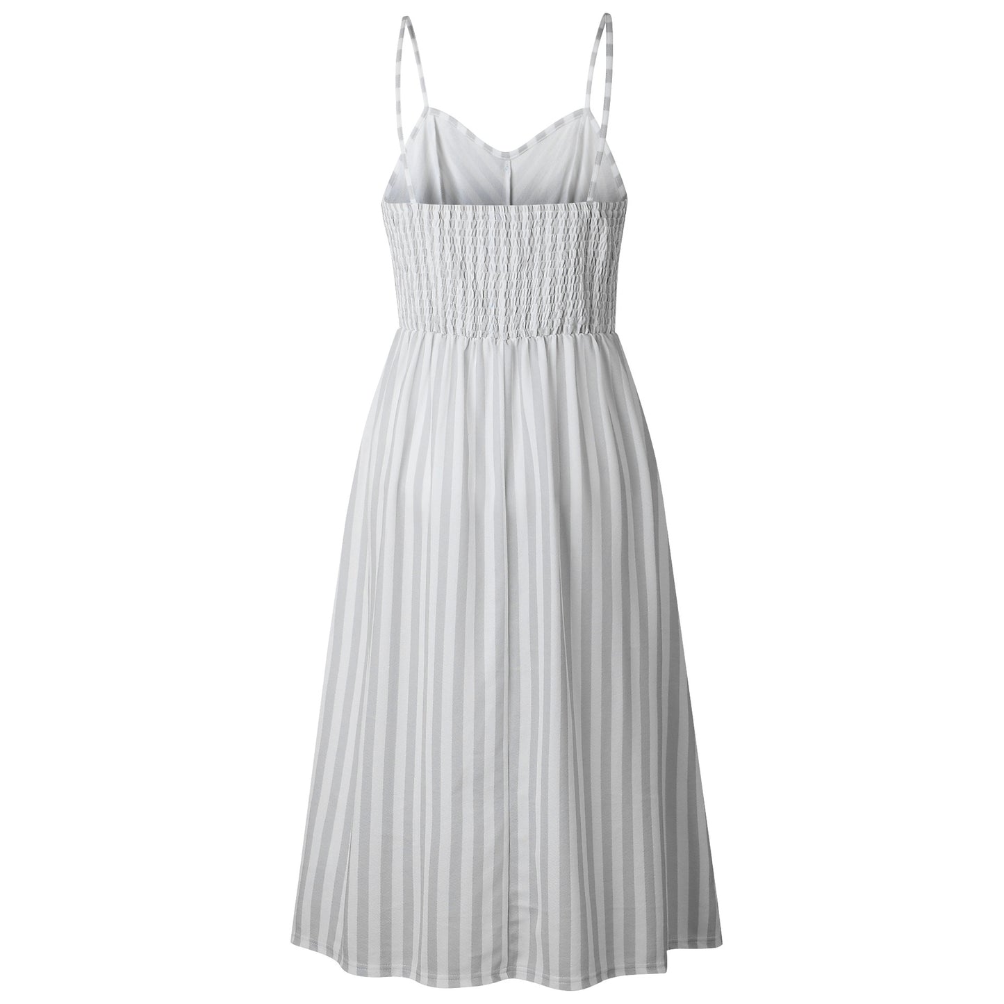 Front Buttons Spaghetti Straps Dress, dress, VIVIMARKS