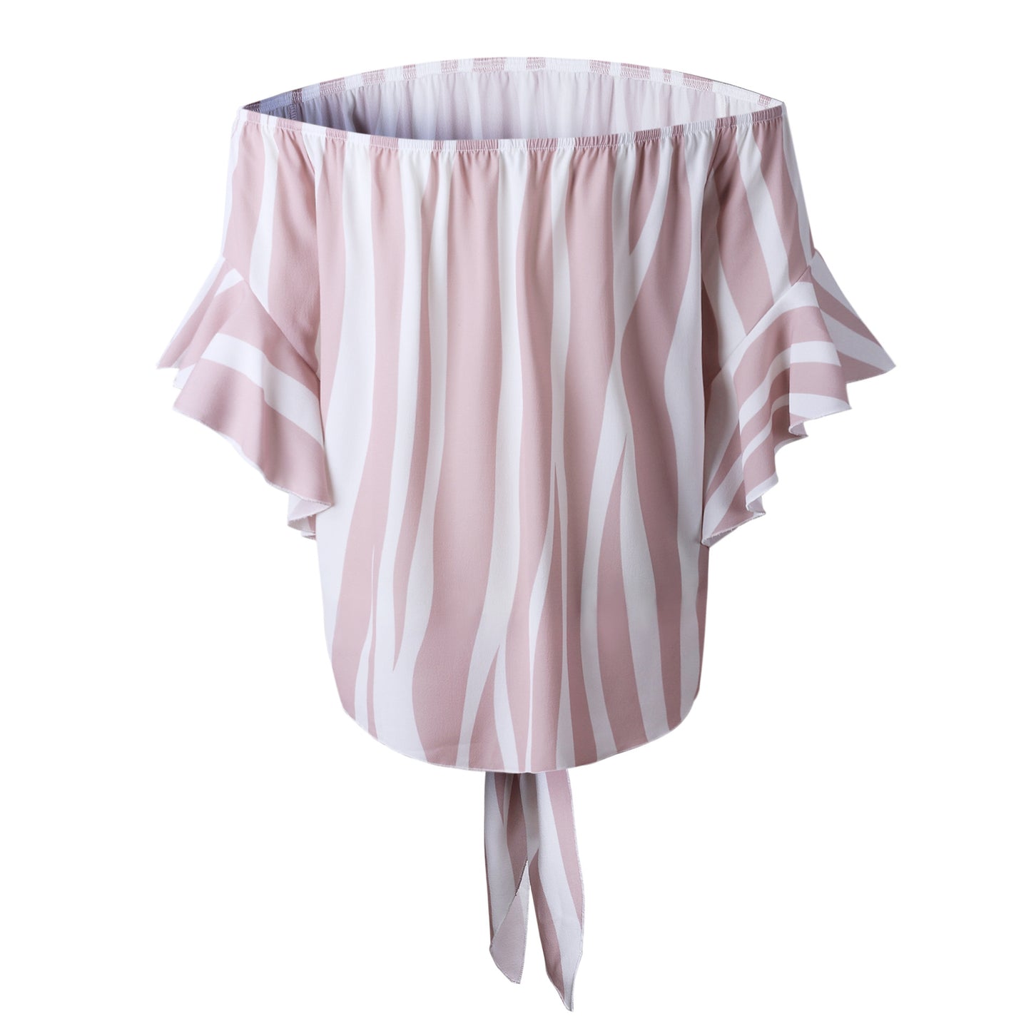 Stripe Off The Shoulder Chiffon Top
