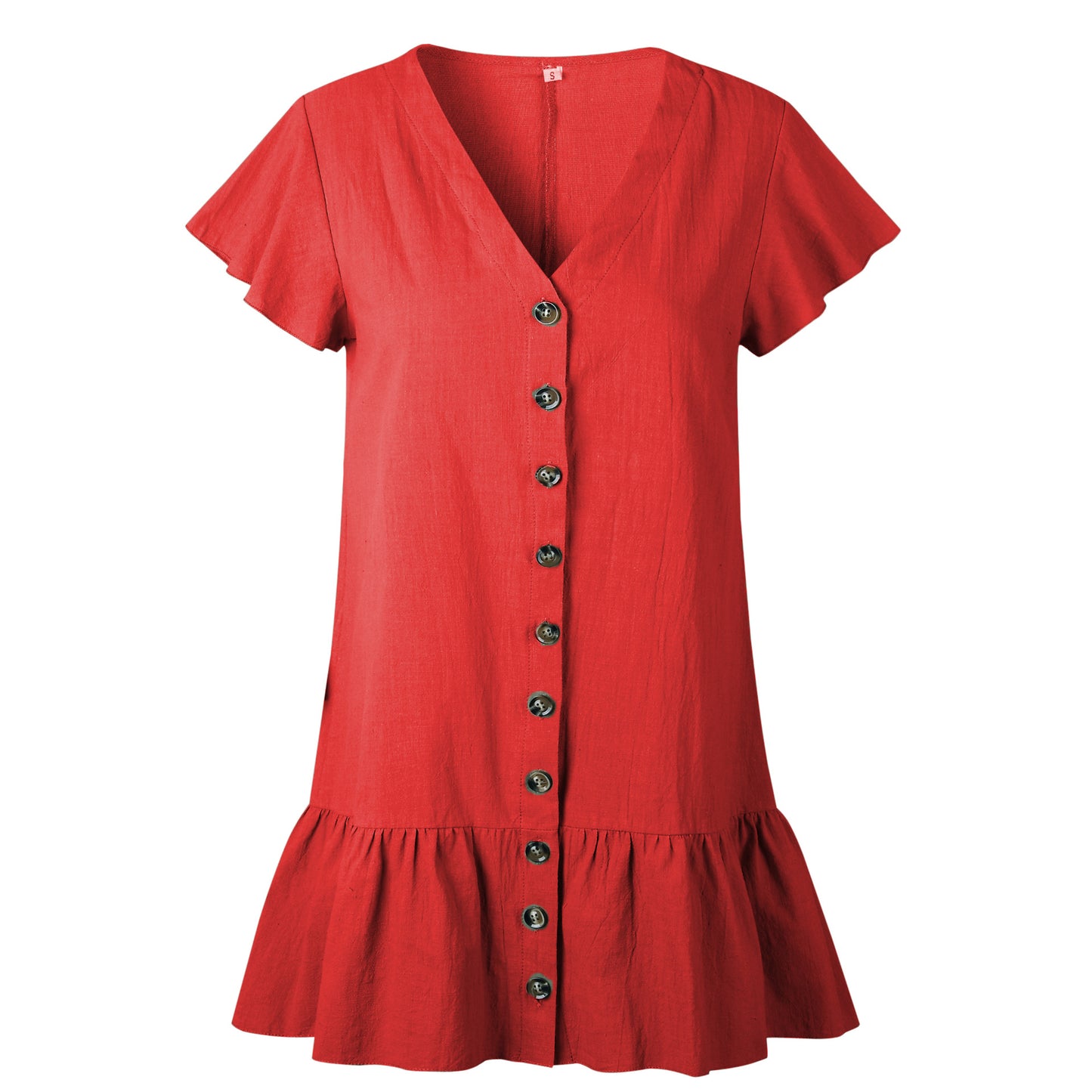 Front Buttons V Neck Dress, dress, VIVIMARKS