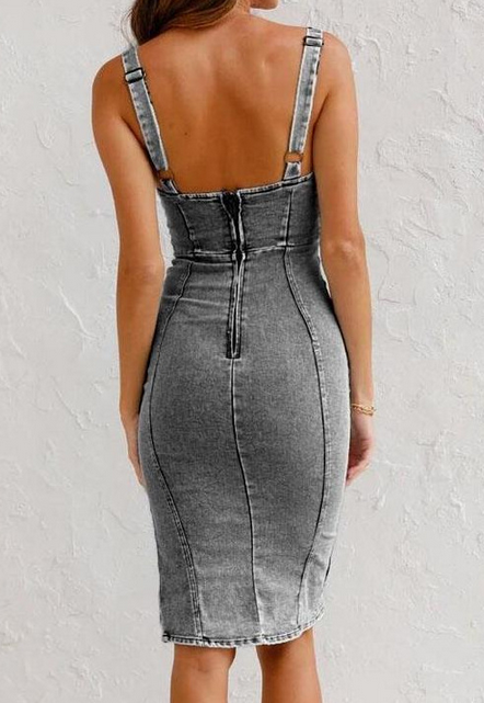Denim Slit Bodycon Dress