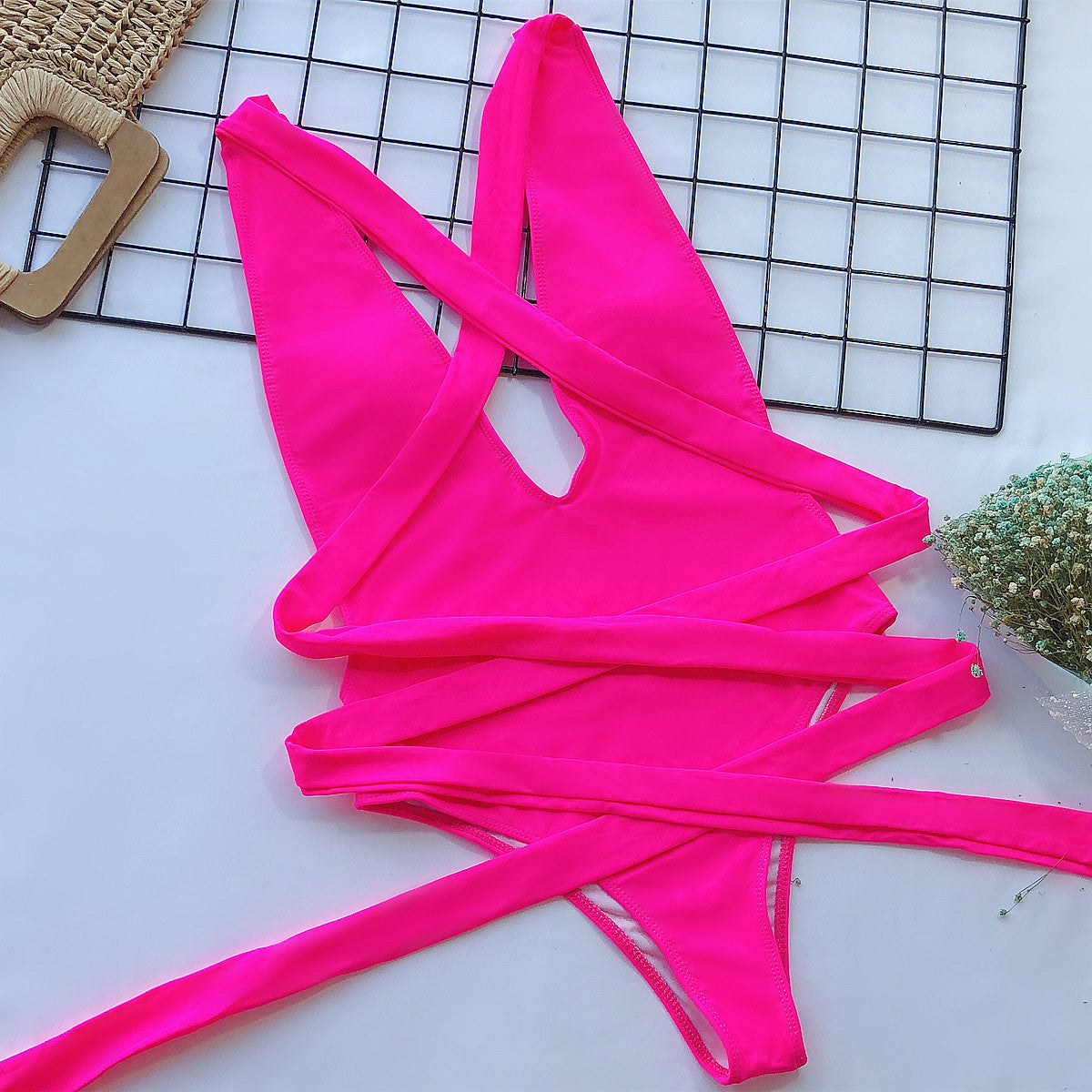 Bandage Deep V Neck Swimwear