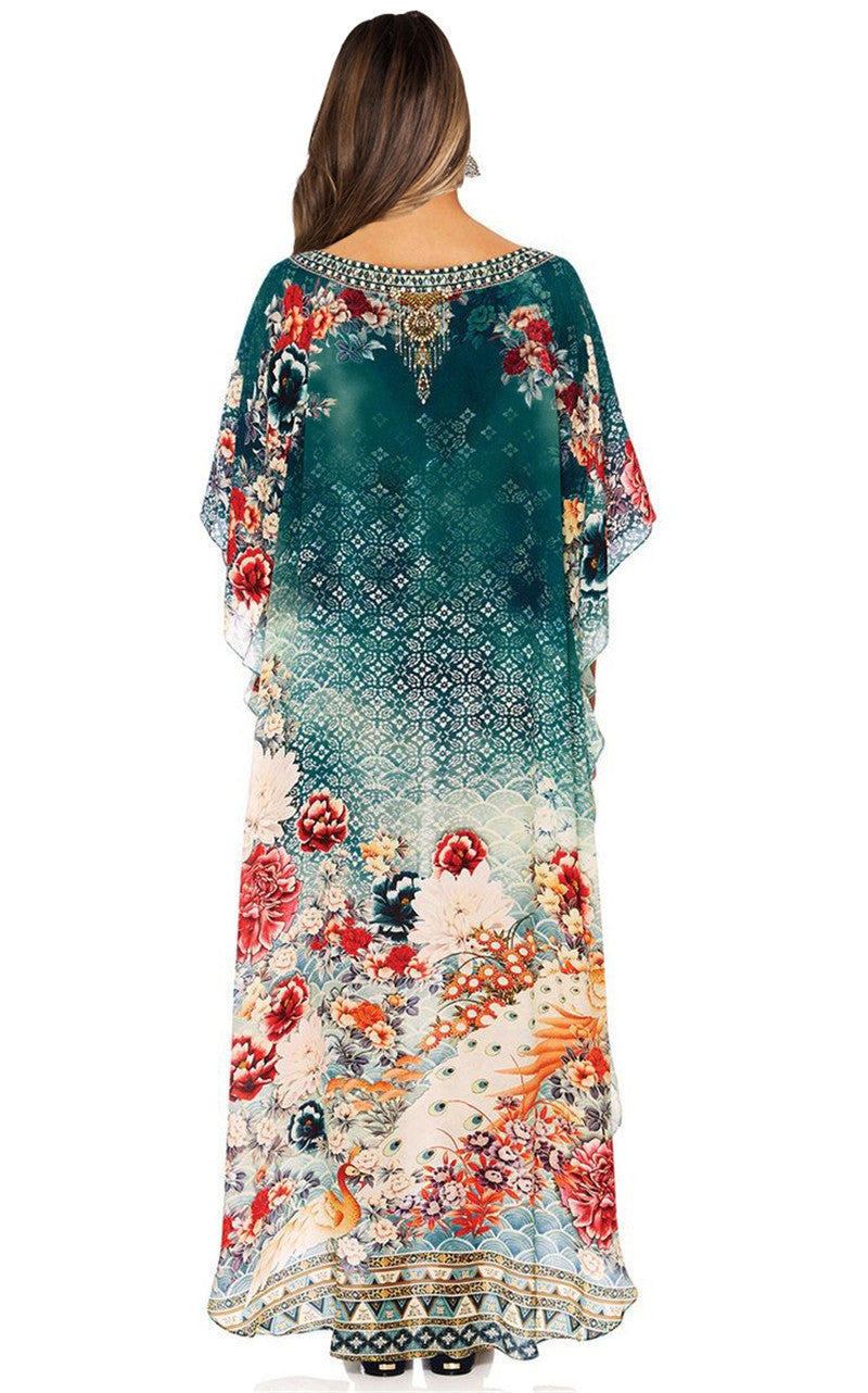 Boho Deep V Neck Maxi Cover Up