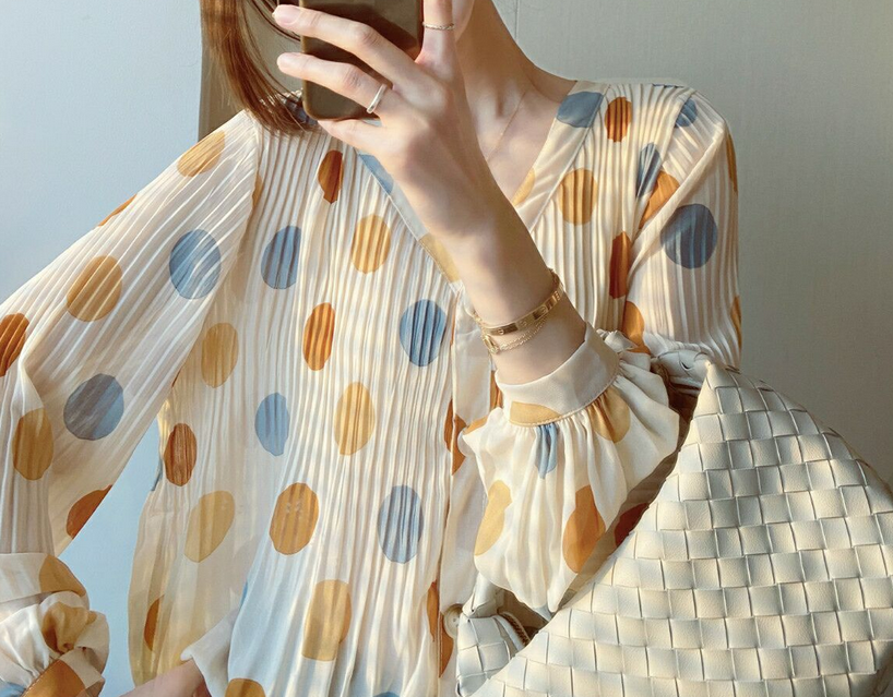 Front Buttons Folded Chiffon Top