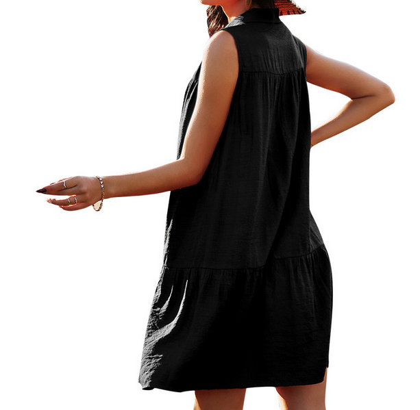 Front Buttons Sleeveless Dress