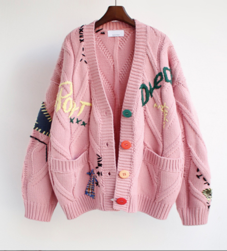 Letters Knit Cardigan