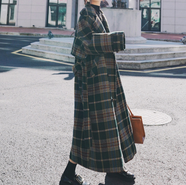 Checked Lapel Coat