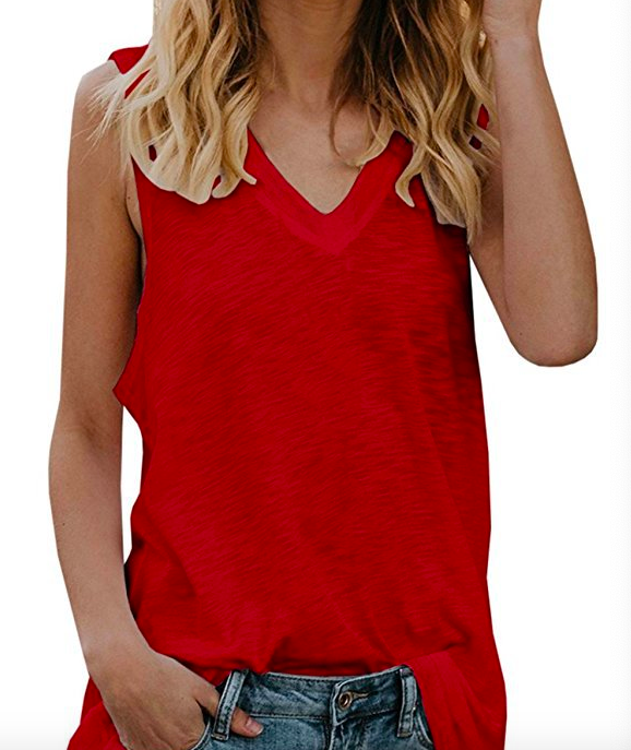 Cotton Sleeveless V Neck Top