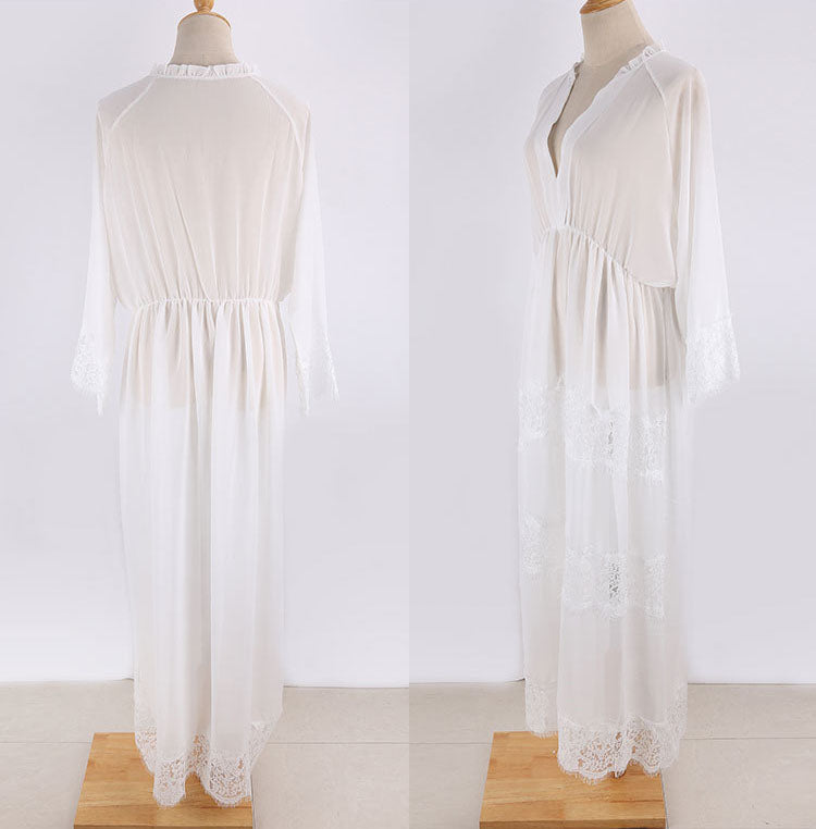 Deep V Neck Lace Cover Up