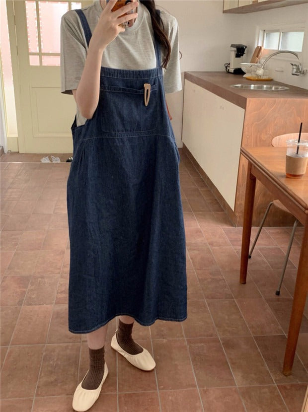 Denim Dress And Casual Top Two Piece Set