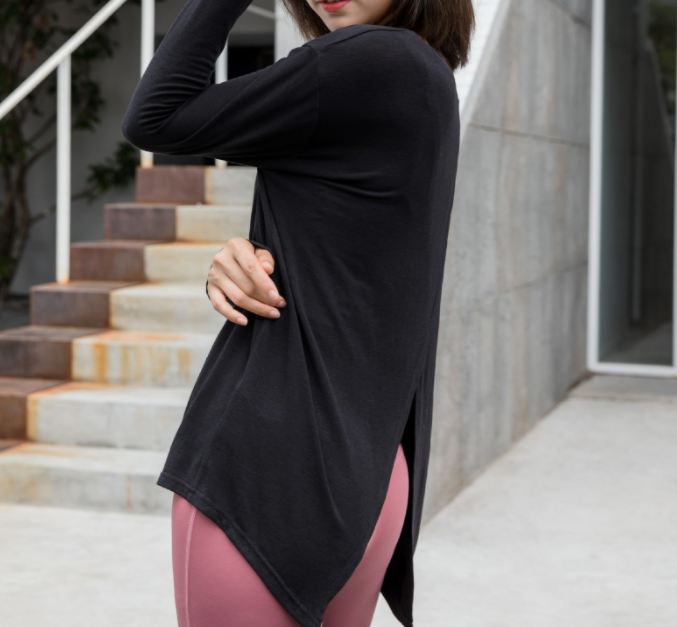 Back Slit Long Sleeve Top