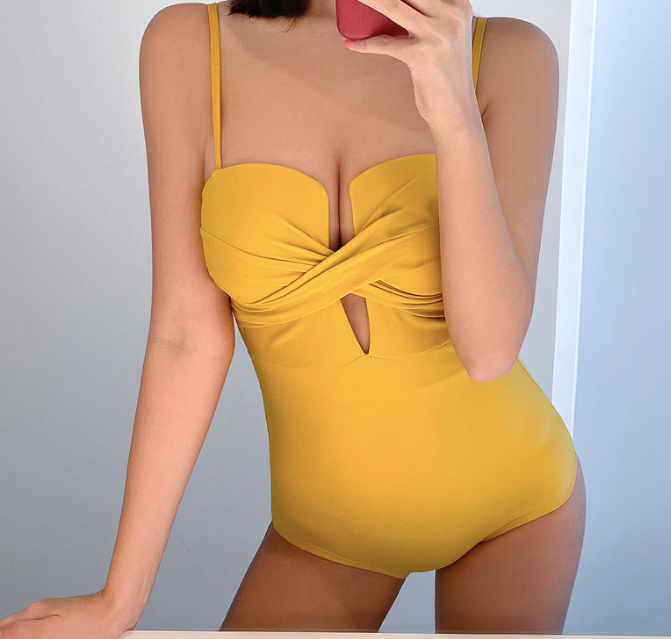Soild Color One Piece Swimsuit