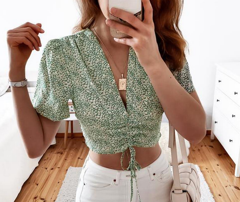 V Neck Flroal Top