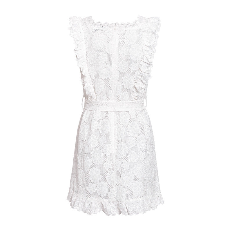 Falbala Sleeveless Lace Dress