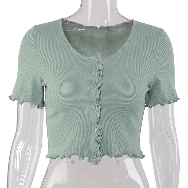 Front Buttons Knit Top