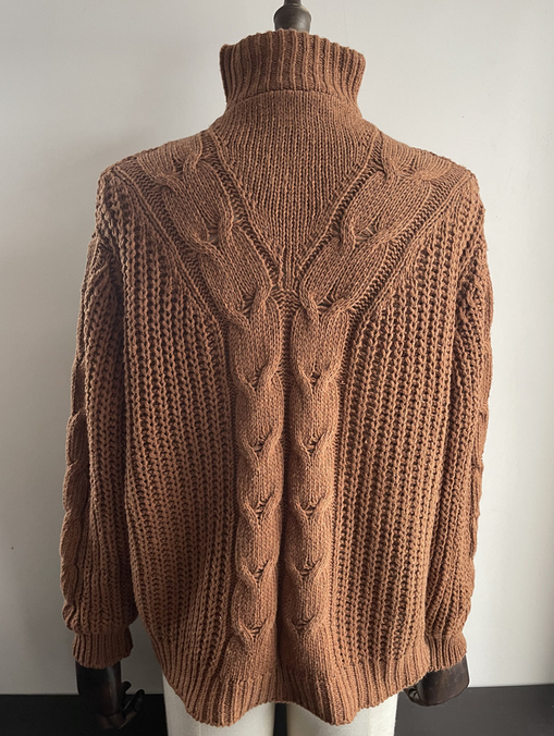 Stand-up collar zipper pullover sweater
