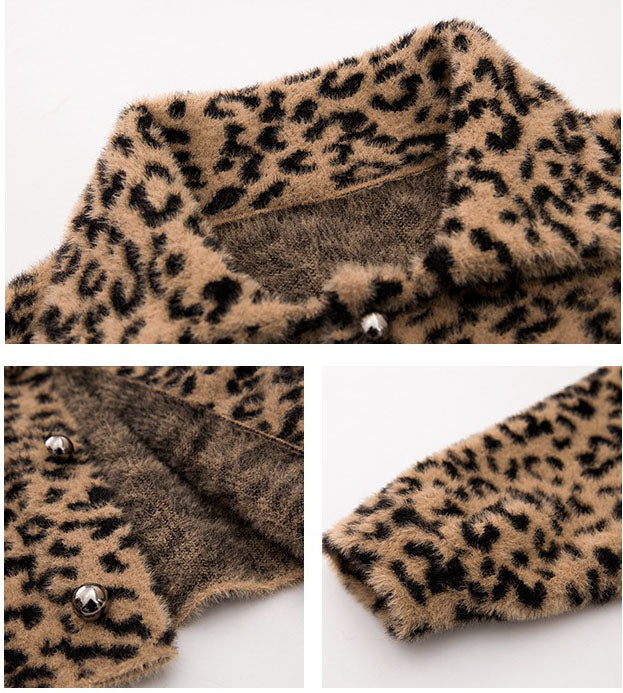 Leopard Knit Coat