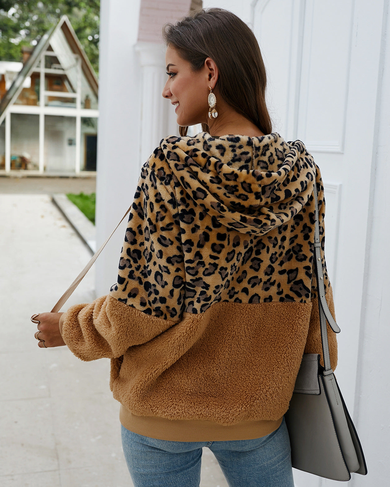Leopard Print Hooded Sweatshirt