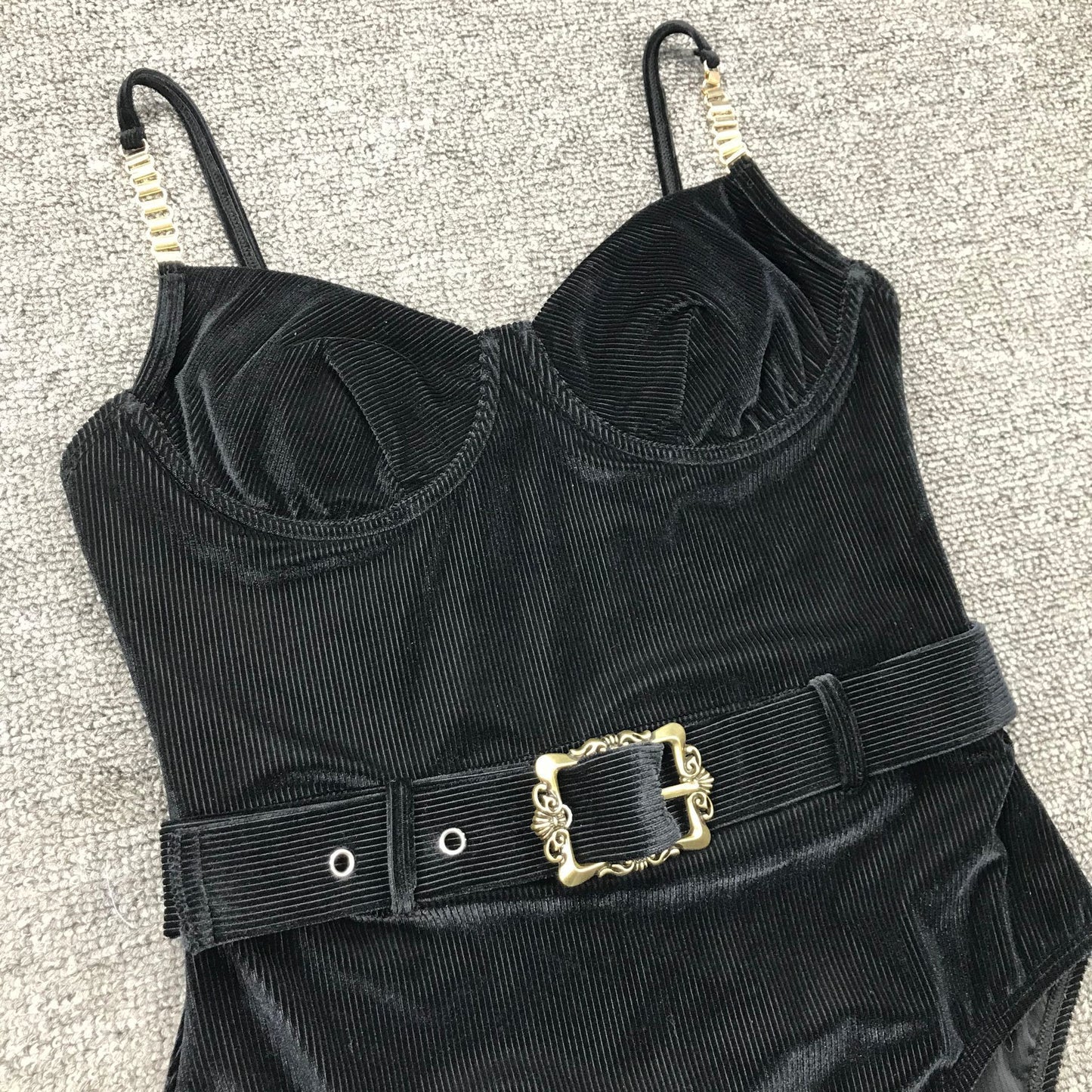 Metal Chain Shoulder Strap Swimsuit