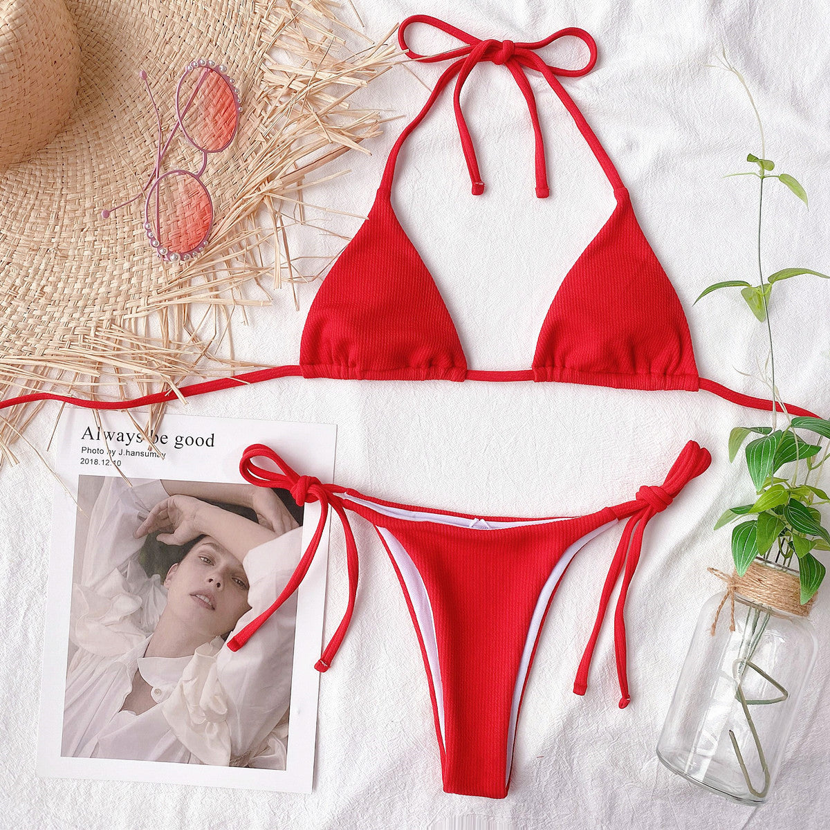 Solid Color Bikini Set