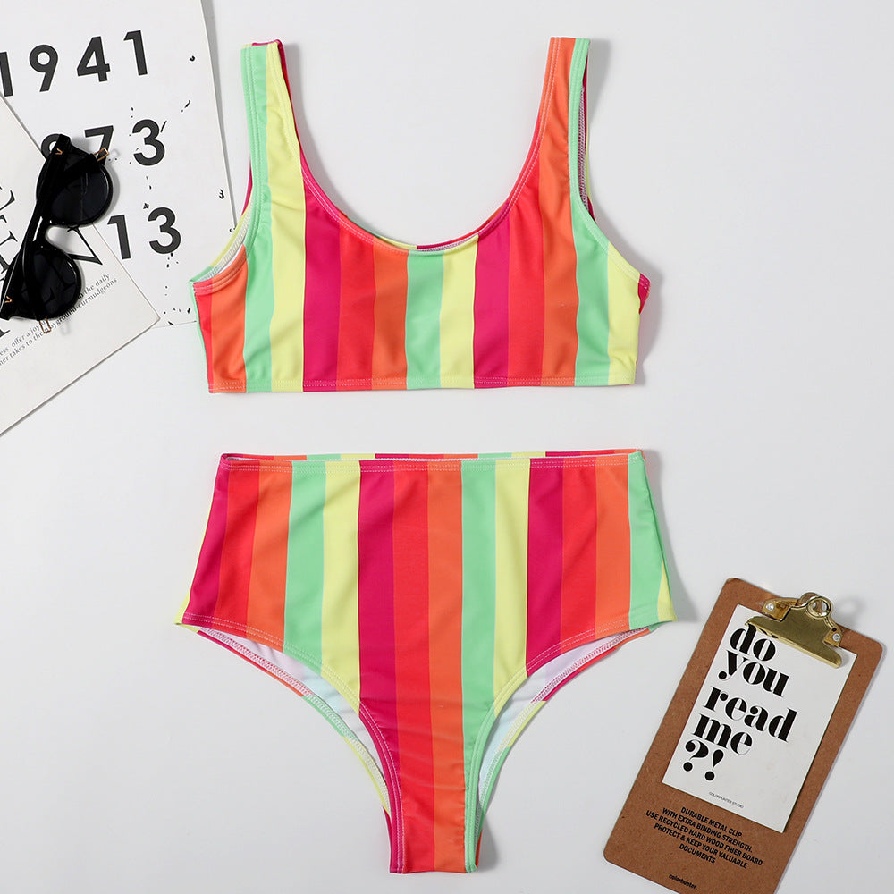 Colorful Stripe Bikini Set