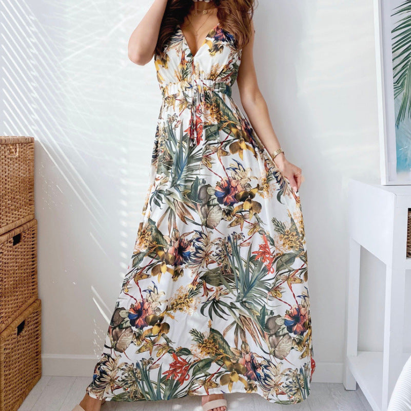 Floral V Neck Dress