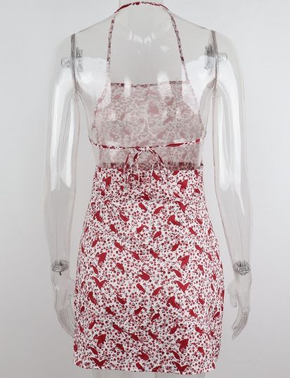 Halter Neck Floral Bodycon Dress