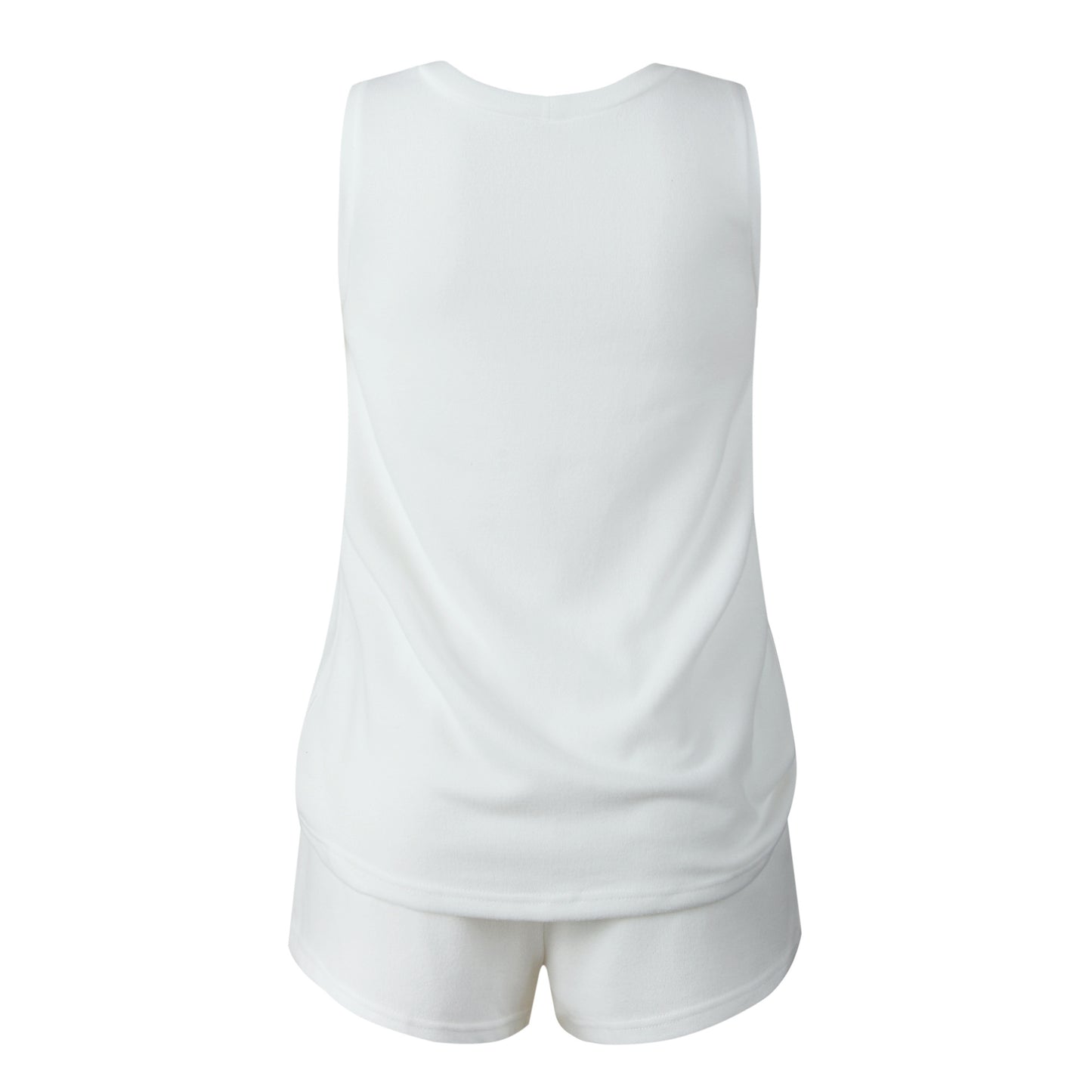 Sleeveless V Neck Top And Shorts Two Pieces Set