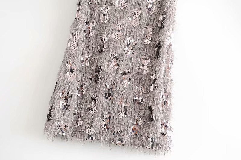 Spaghetti Straps Sequins Dress