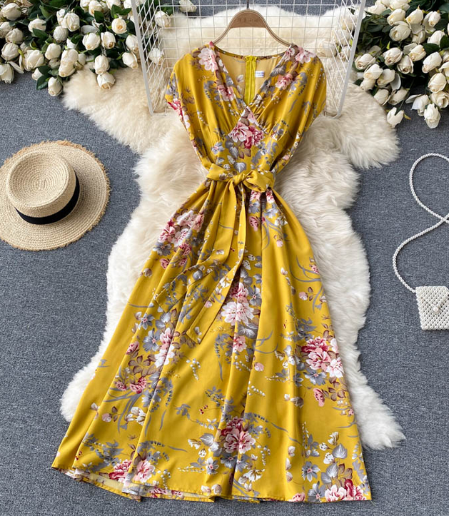 Flroal V Neck Dress