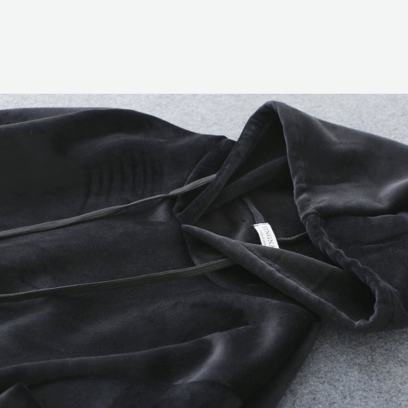 Velvet Hooded Sweatshirt