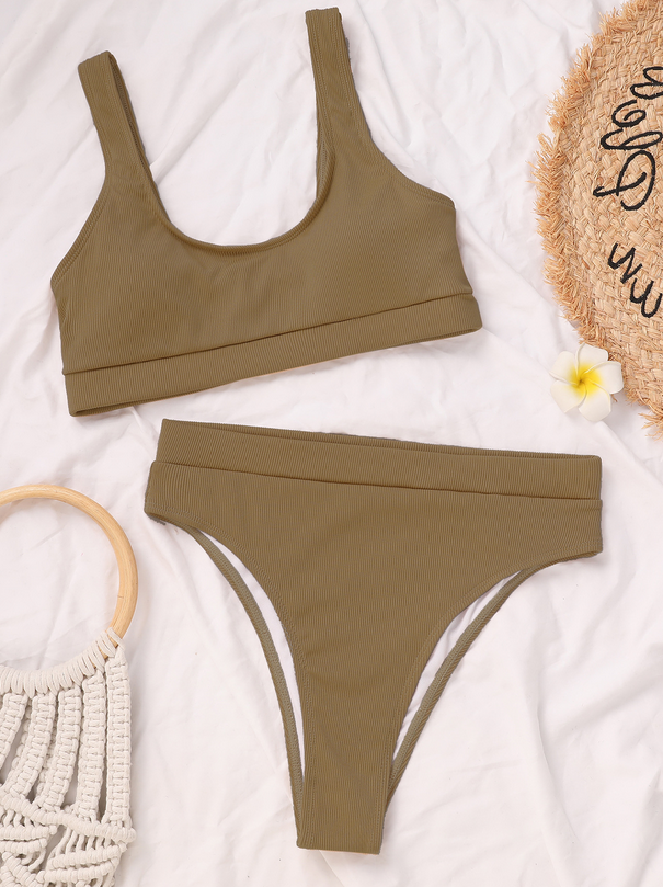 Solid Color Bikini Set