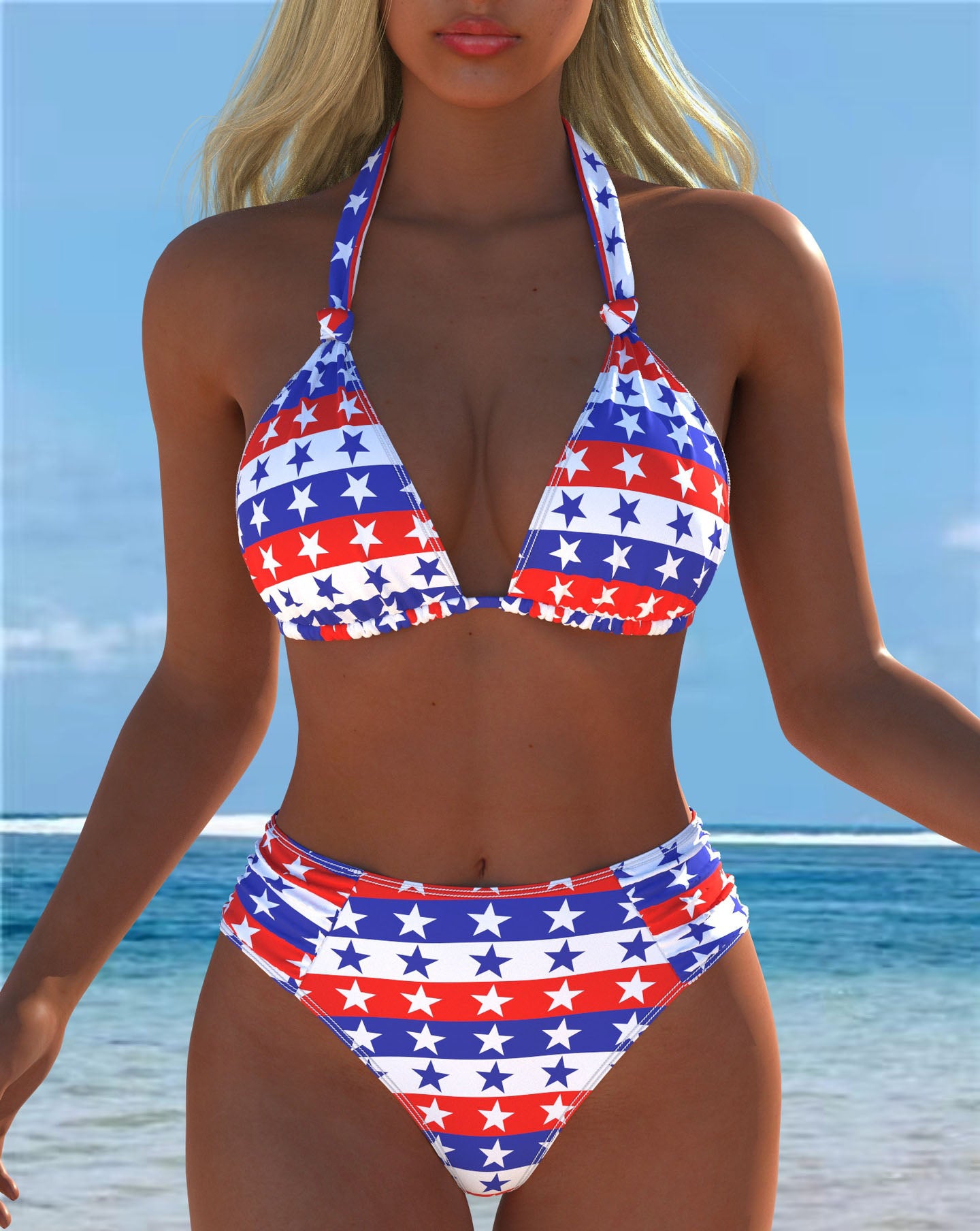 Boho Halter Neck Bikini Set