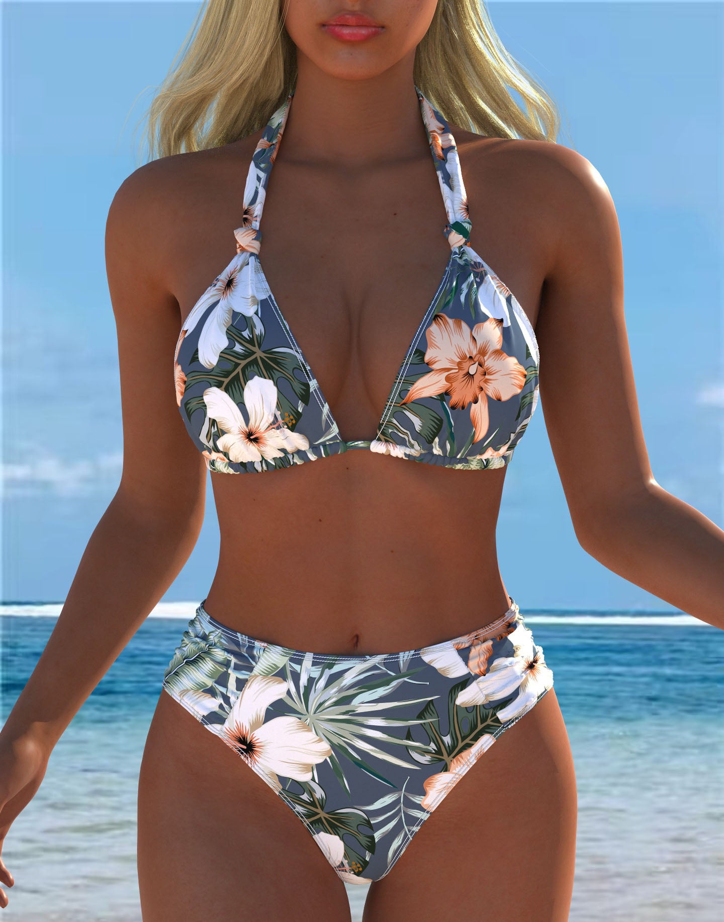 Boho Halter Neck Bikini Set