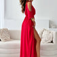 Off-shoulder Sexy Deep V-neck Slit Maxi Dress