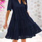 V-neck Hollowed-out Lace Dress